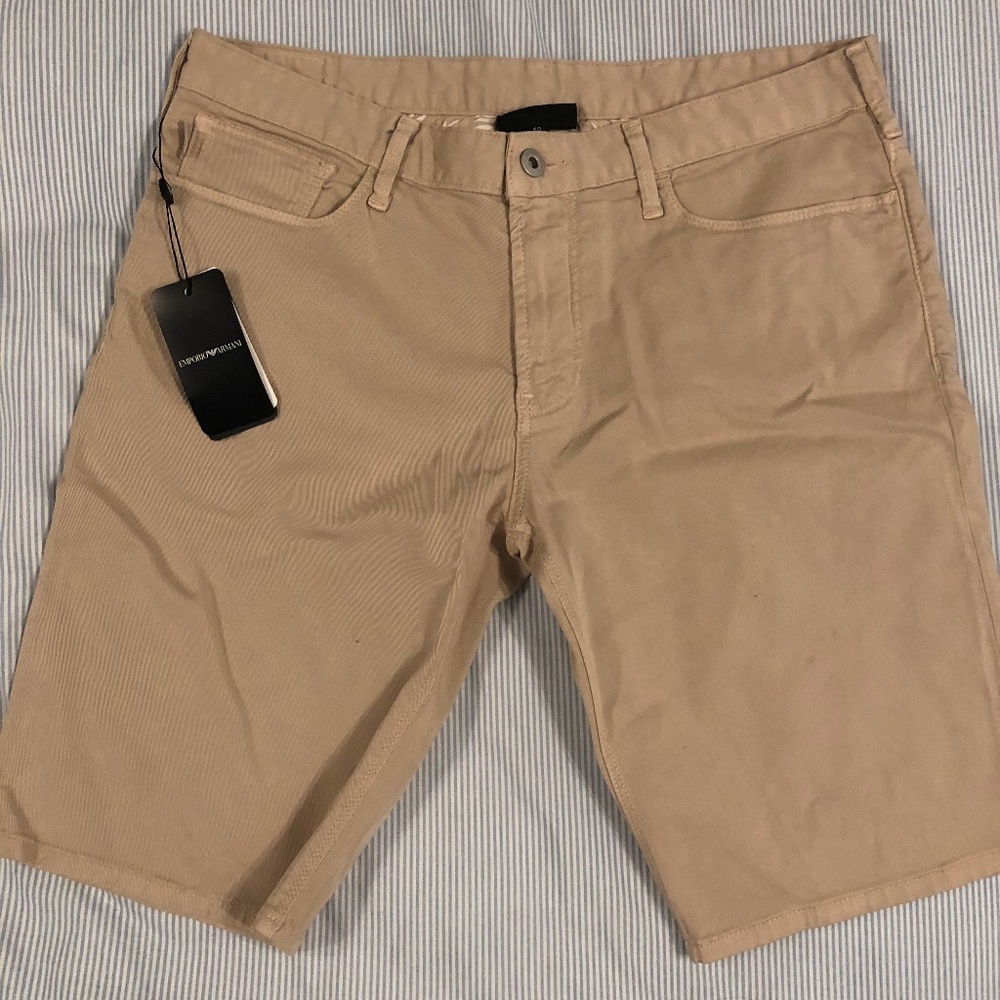 Emporio Armani Beige Logo Chino Shorts